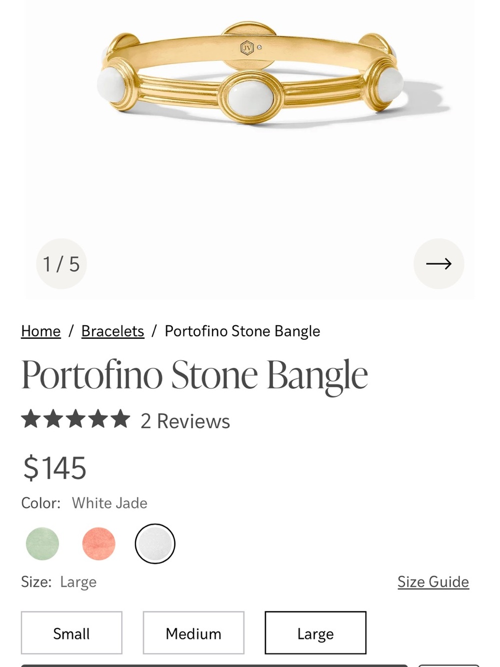Stone Bangle - White Jade Gold Tone